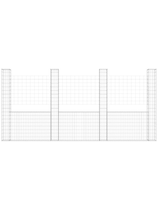 Gabionový koš ve tvaru U s 5 sloupky železo 500 x 20 x 200 cm