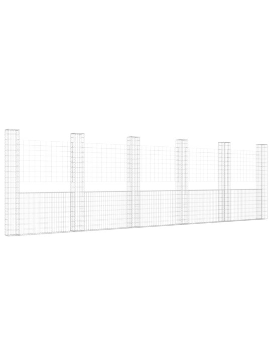 Gabionový koš ve tvaru U se 6 sloupky železo 620 x 20 x 200 cm