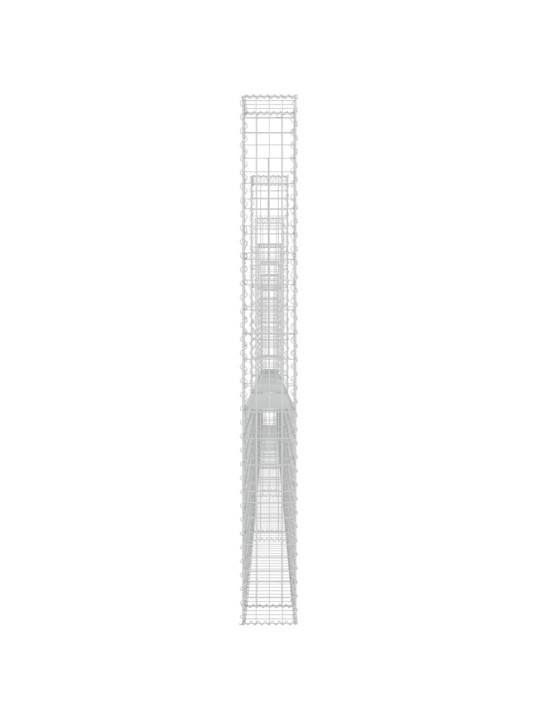 Gabionový koš ve tvaru U se 7 sloupky železo 740 x 20 x 200 cm