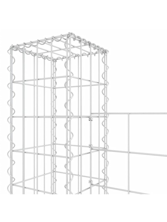 Gabionový koš ve tvaru U se 7 sloupky železo 740 x 20 x 200 cm