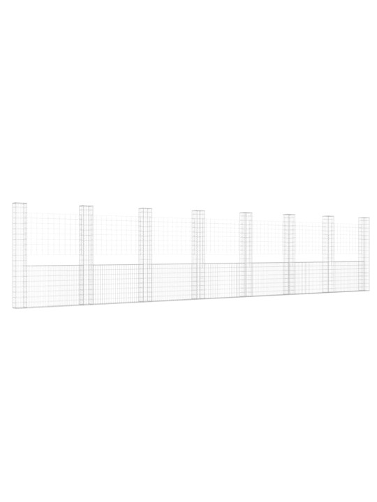 Gabionový koš ve tvaru U s 8 sloupky železo 860 x 20 x 200 cm