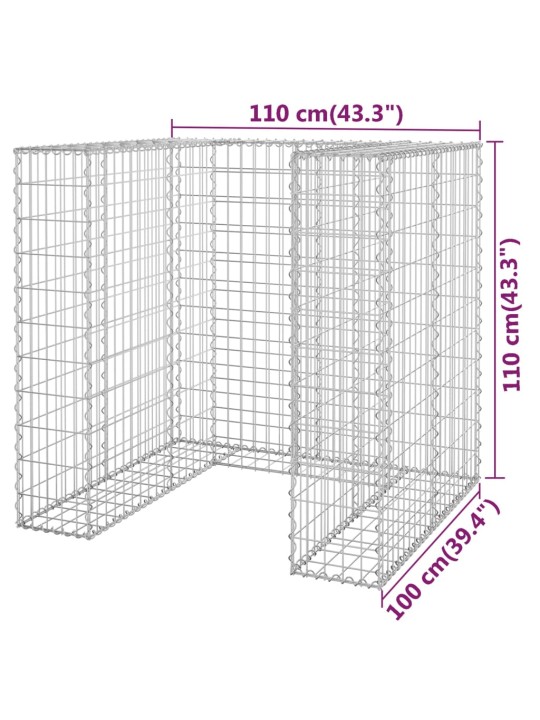 Gabionová zástěna pro popelnici pozinkovaná ocel 110x100x110 cm