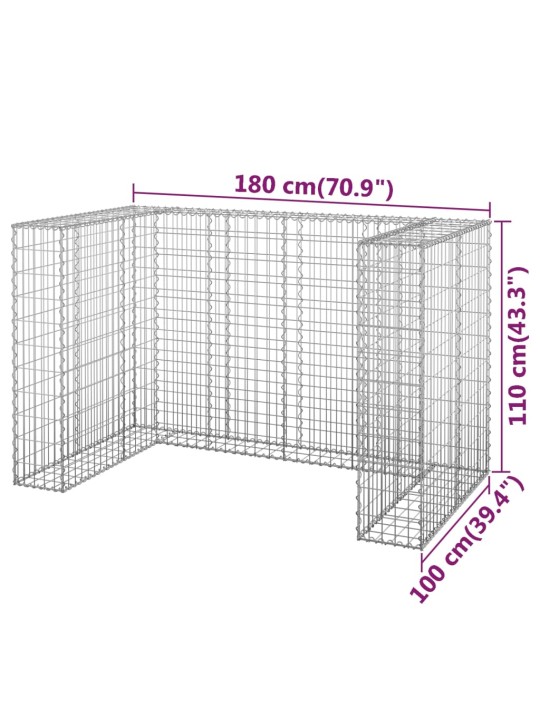 Gabionová zástěna pro popelnice pozinkovaná ocel 180x100x110 cm