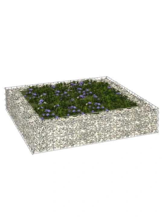 Gabionový vyvýšený záhon pozinkovaná ocel 100 x 100 x 20 cm