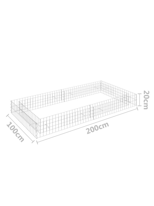 Gabionový vyvýšený záhon pozinkovaná ocel 200 x 100 x 20 cm