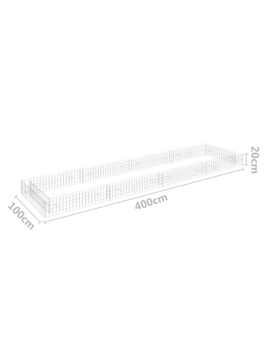 Gabionový vyvýšený záhon pozinkovaná ocel 400 x 100 x 20 cm