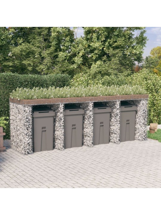 Gabionová stěna na popelnice 350x91x120 cm pozinkované železo