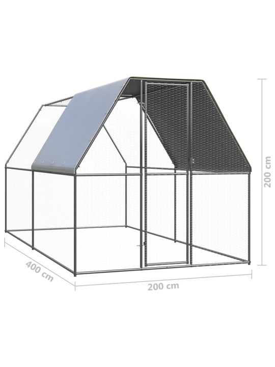 Venkovní klec pro kuřata 2 x 4 x 2 m pozinkovaná ocel