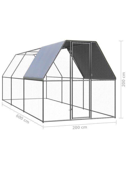 Venkovní klec pro kuřata 2 x 6 x 2 m pozinkovaná ocel