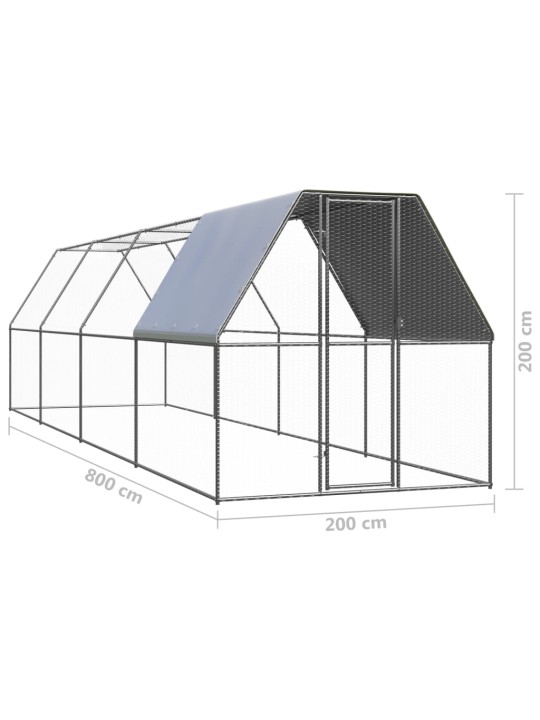 Venkovní klec pro kuřata 2 x 8 x 2 m pozinkovaná ocel