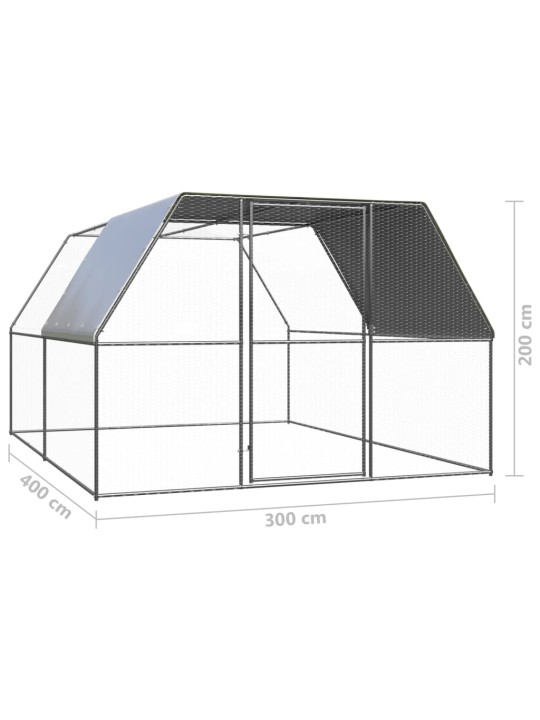 Venkovní klec pro kuřata 3 x 4 x 2 m pozinkovaná ocel