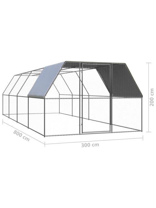 Venkovní klec pro kuřata 3 x 8 x 2 m pozinkovaná ocel