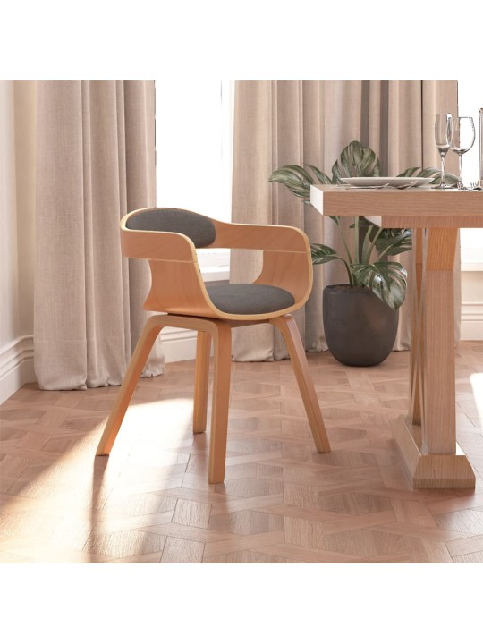Jídelní židle světle šedá ohýbané dřevo a textil