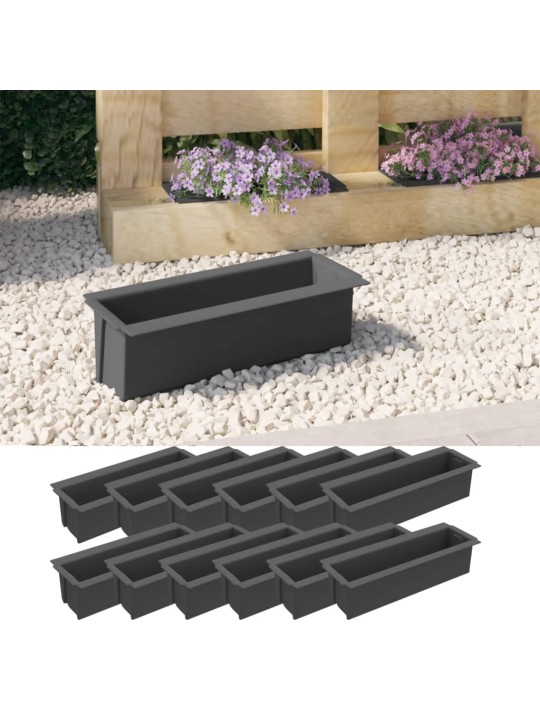 Květinové truhlíky na europalety 12 ks šedé 36x13,5x9,5 cm PP