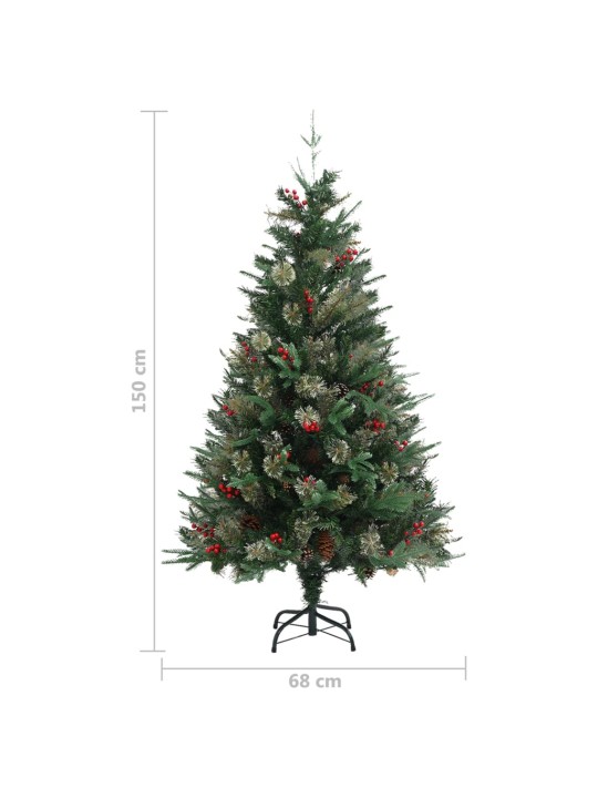 Vánoční stromek se šiškami zelený 150 cm PVC a PE