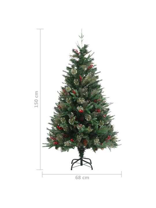 Vánoční stromek se šiškami zelený 150 cm PVC a PE