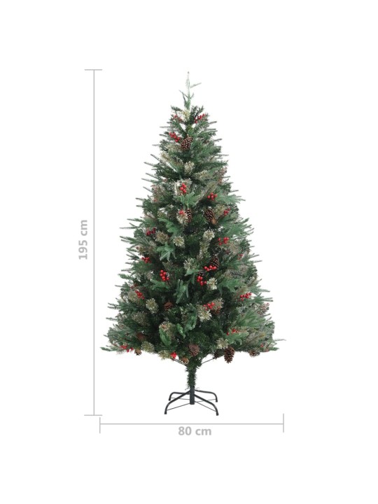 Vánoční stromek se šiškami zelený 195 cm PVC a PE