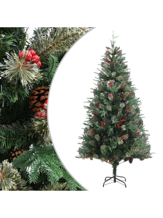 Vánoční stromek se šiškami zelený 225 cm PVC a PE