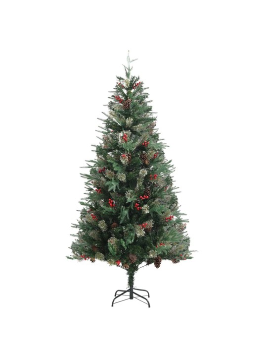 Vánoční stromek se šiškami zelený 225 cm PVC a PE