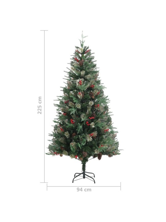 Vánoční stromek se šiškami zelený 225 cm PVC a PE