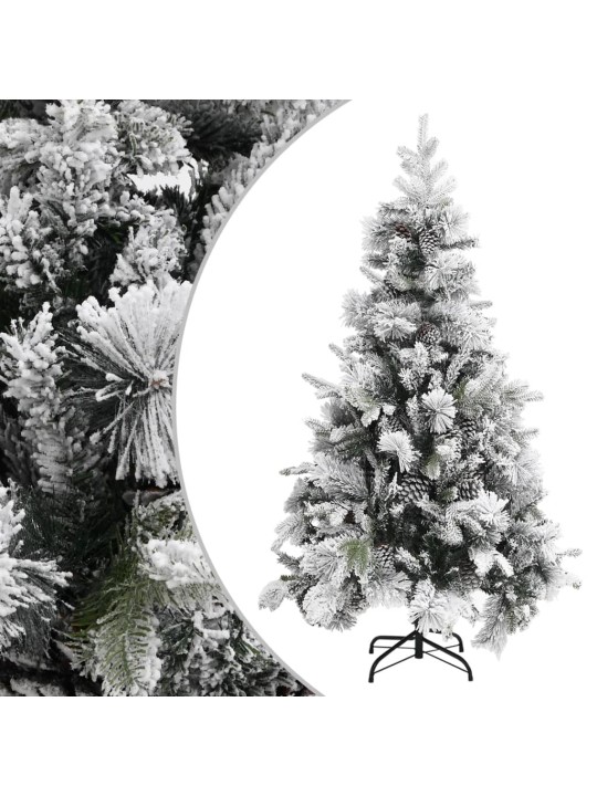 Vánoční stromek se sněhem a šiškami 195 cm PVC a PE