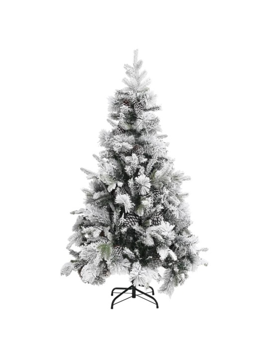 Vánoční stromek se sněhem a šiškami 195 cm PVC a PE