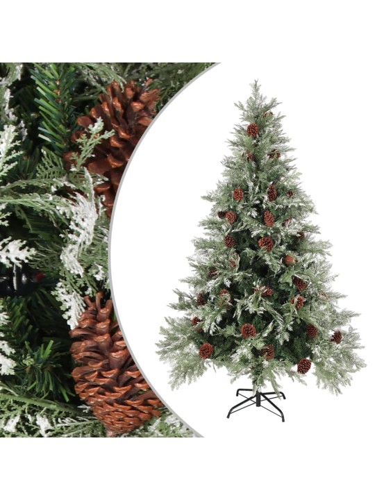 Vánoční stromek se šiškami zelenobílý 120 cm PVC a PE