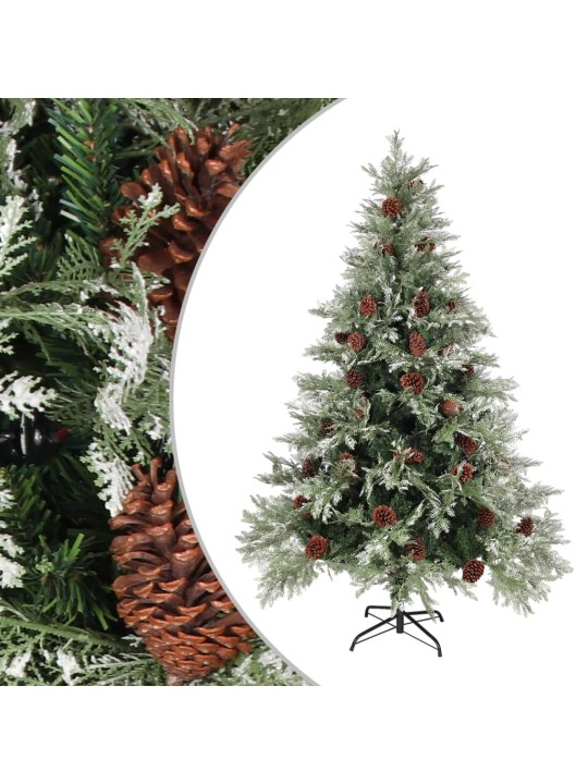 Vánoční stromek se šiškami zelenobílý 150 cm PVC a PE