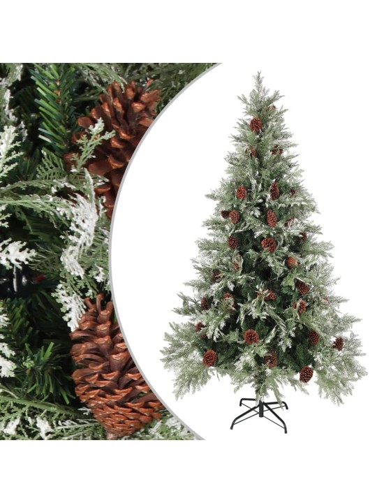 Vánoční stromek se šiškami zelenobílý 195 cm PVC a PE