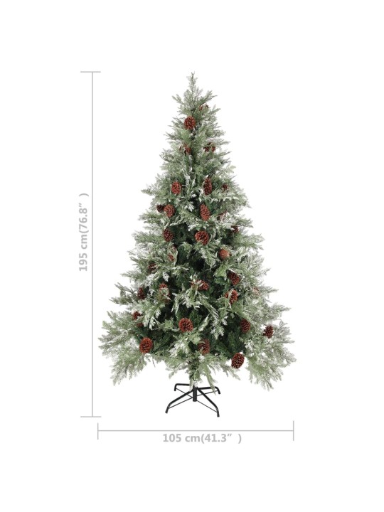 Vánoční stromek se šiškami zelenobílý 195 cm PVC a PE