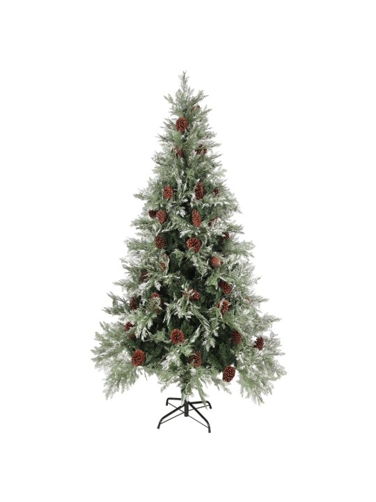Vánoční stromek se šiškami zelenobílý 225 cm PVC a PE