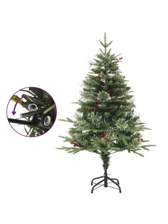 Vánoční stromek s LED a borovými šiškami zelený 150 cm PVC a PE
