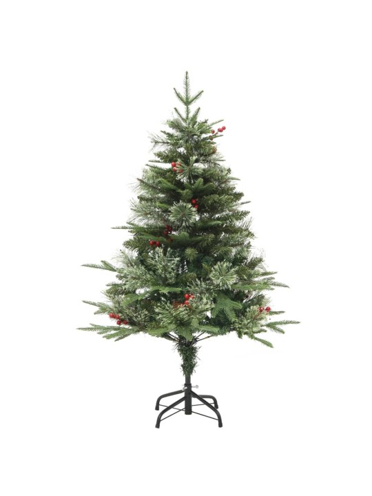 Vánoční stromek s LED a borovými šiškami zelený 150 cm PVC a PE