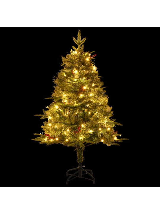 Vánoční stromek s LED a borovými šiškami zelený 150 cm PVC a PE