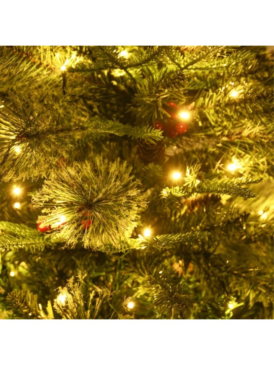 Vánoční stromek s LED a borovými šiškami zelený 150 cm PVC a PE