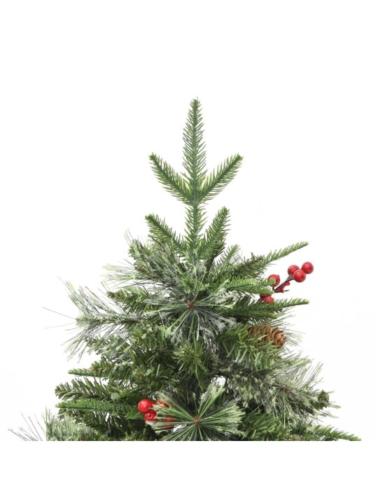 Vánoční stromek s LED a borovými šiškami zelený 150 cm PVC a PE