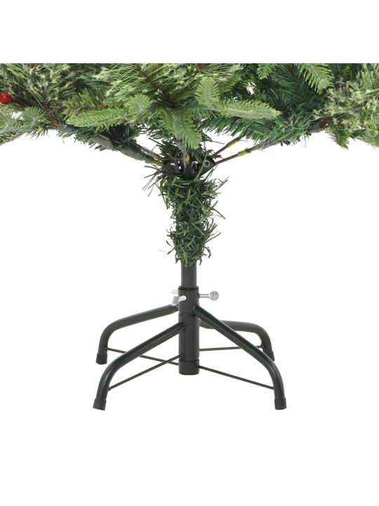 Vánoční stromek s LED a borovými šiškami zelený 150 cm PVC a PE