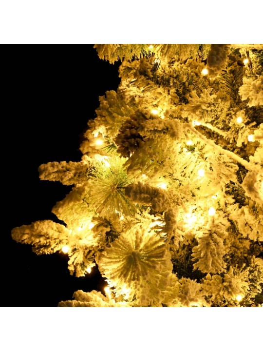 Vánoční stromek s LED zasněžený s šiškami 195 cm PVC a PE