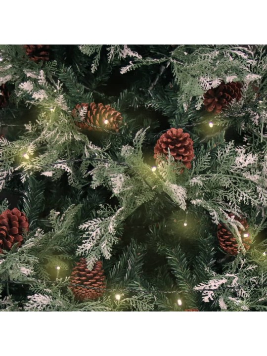 Vánoční stromek s LED a šiškami zelený a bílý 120 cm PVC a PE