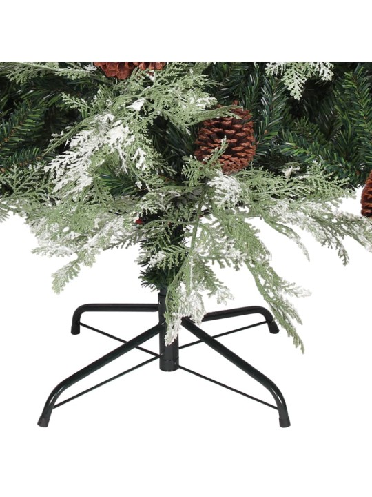 Vánoční stromek s LED a šiškami zelený a bílý 120 cm PVC a PE