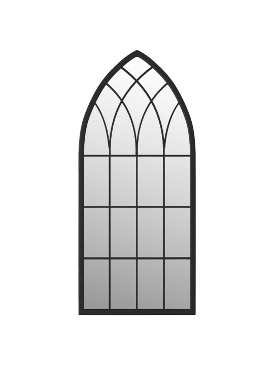 Zahradní zrcadlo černé 70 x 30 cm železo pro použití venku