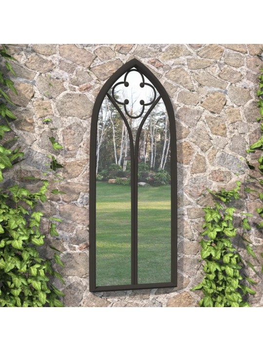 Zahradní zrcadlo černé 100 x 45 cm železo pro použití venku