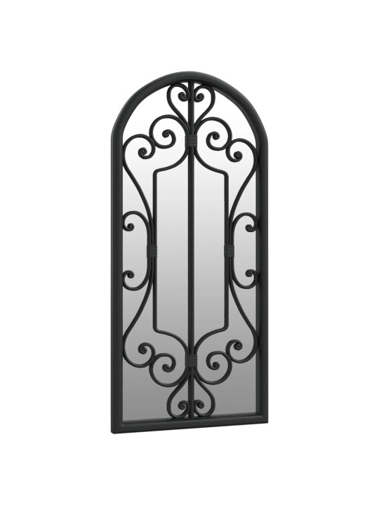 Zahradní zrcadlo černé 100 x 45 cm železo do exteriéru