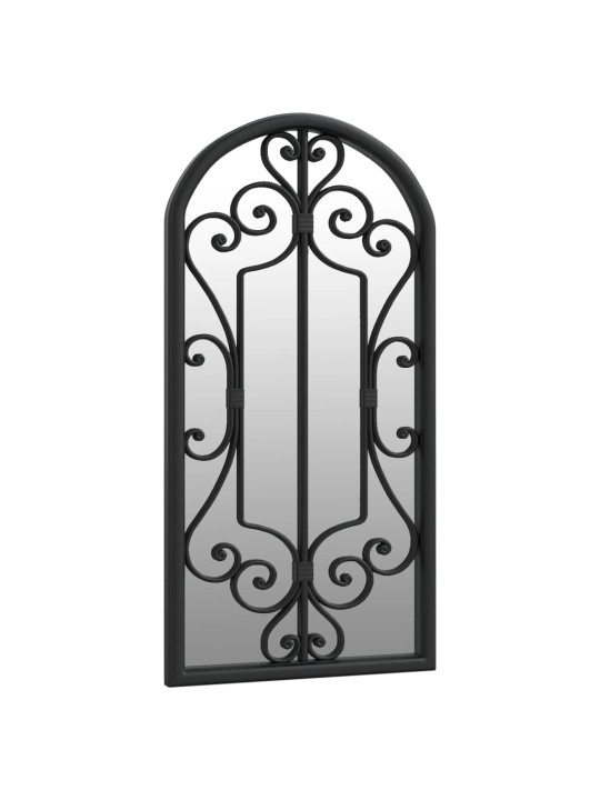 Zahradní zrcadlo černé 70 x 30 cm železo do exteriéru
