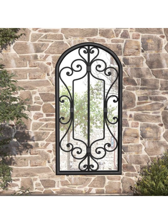 Zahradní zrcadlo černé 70 x 30 cm železo do exteriéru