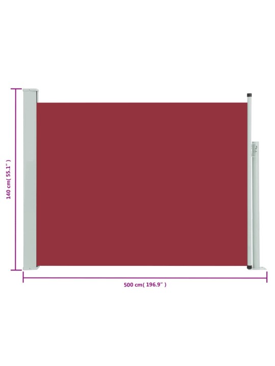 Zatahovací boční markýza 140 x 500 cm červená