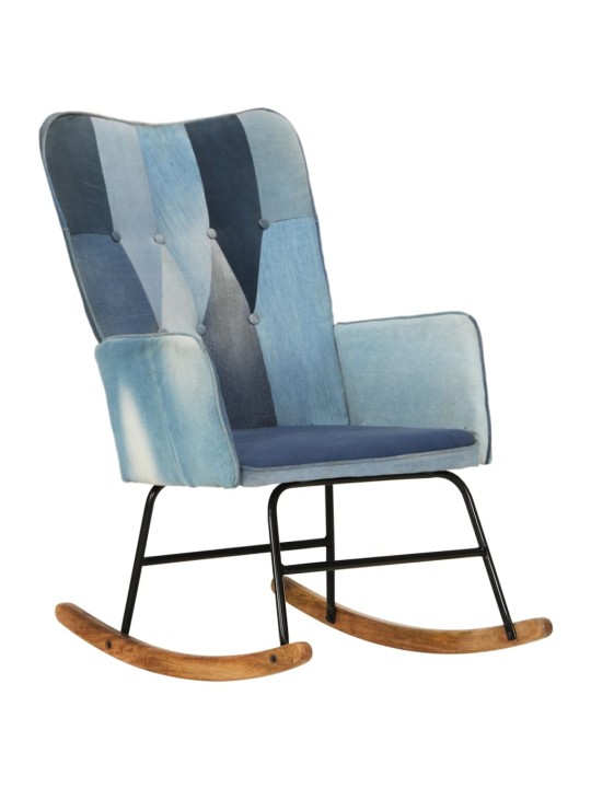 Houpací křeslo modré denim patchwork plátno