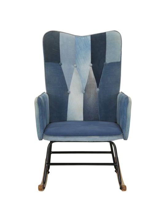 Houpací křeslo modré denim patchwork plátno
