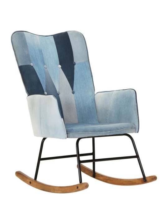 Houpací křeslo modré denim patchwork plátno