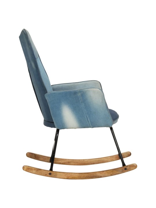 Houpací křeslo modré denim patchwork plátno